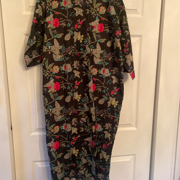 NWOT Hand block print cotton robe with tie Medium - Picture 2 of 5